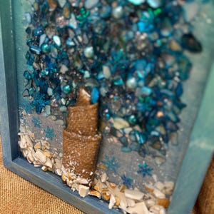 Crushed Glass & Resin Christmas Tree Art – Elegant Gold, Coastal Turquoise, or Rustic Music-Themed Handmade Holiday Wall Decor image 14
