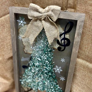 Crushed Glass & Resin Christmas Tree Art – Elegant Gold, Coastal Turquoise, or Rustic Music-Themed Handmade Holiday Wall Decor image 19