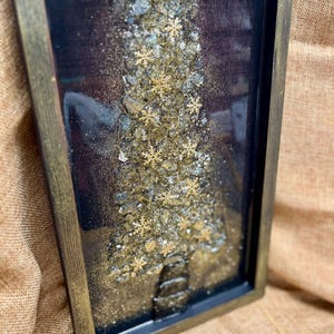 Crushed Glass & Resin Christmas Tree Art – Elegant Gold, Coastal Turquoise, or Rustic Music-Themed Handmade Holiday Wall Decor image 4