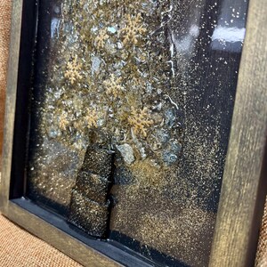 Crushed Glass & Resin Christmas Tree Art – Elegant Gold, Coastal Turquoise, or Rustic Music-Themed Handmade Holiday Wall Decor image 8