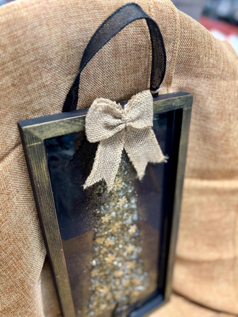 Crushed Glass & Resin Christmas Tree Art – Elegant Gold, Coastal Turquoise, or Rustic Music-Themed Handmade Holiday Wall Decor image 5