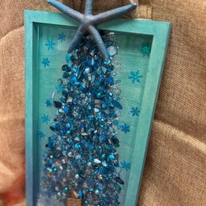 Crushed Glass & Resin Christmas Tree Art – Elegant Gold, Coastal Turquoise, or Rustic Music-Themed Handmade Holiday Wall Decor image 12