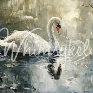 Peaceful Swan Large Decoupage Tissue Paper for Furniture 21x29 or 14x20 Whimsykel Designs Swan on the Water