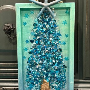 Crushed Glass & Resin Christmas Tree Art – Elegant Gold, Coastal Turquoise, or Rustic Music-Themed Handmade Holiday Wall Decor image 11
