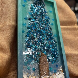 Crushed Glass & Resin Christmas Tree Art – Elegant Gold, Coastal Turquoise, or Rustic Music-Themed Handmade Holiday Wall Decor image 16