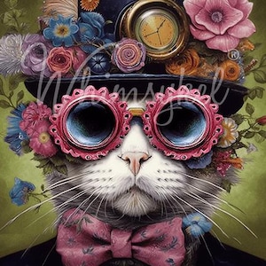 DAPPER DAN | Large Decoupage Tissue Paper for Furniture | Arts & Crafts | 21x29 or 14x20 | Whimsykel Designs | Cool Cat with Glasses