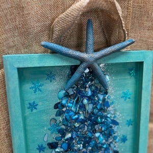 Crushed Glass & Resin Christmas Tree Art – Elegant Gold, Coastal Turquoise, or Rustic Music-Themed Handmade Holiday Wall Decor image 15
