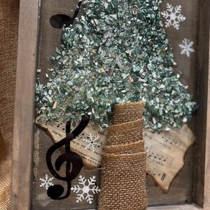 Crushed Glass & Resin Christmas Tree Art – Elegant Gold, Coastal Turquoise, or Rustic Music-Themed Handmade Holiday Wall Decor image 17