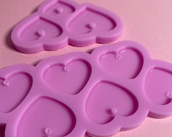 SILICONE MOLD heart pendant rounded and straight 30, 25 & 20 mm - casting height 3 mm