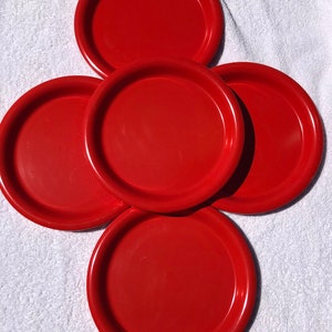 1970s Red Melamine Ingrid 10” Camping Plates