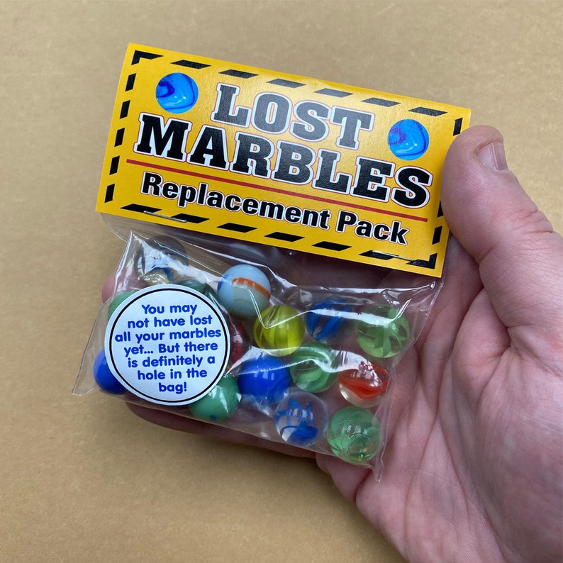 Lost Marbles Sticker You Lost Your Marbles Bag, Lost Marbles Gag Gift, Lost Marbles Joke ...