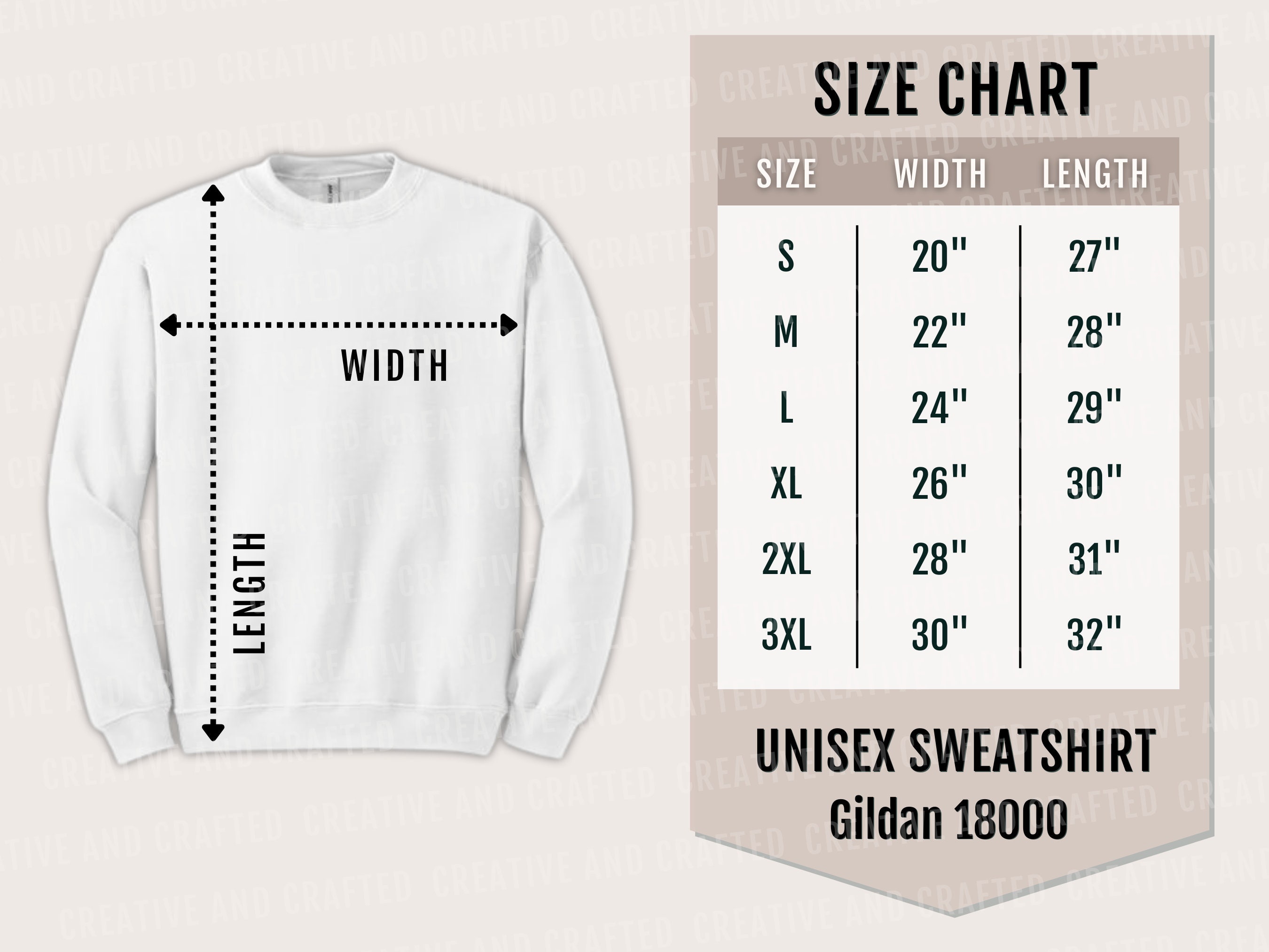 Gildan 18000 Size Chart Gildan Size Measurements Gildan - Etsy