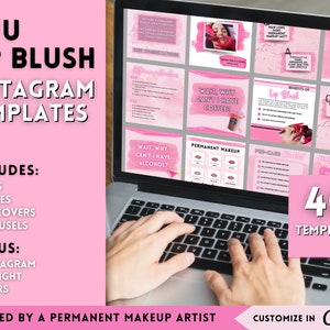 Permanent Makeup Instagram Templates, Lip Blush Templates, Educational PMU posts, Lip Blushing Instagram Post, Editable PMU Templates