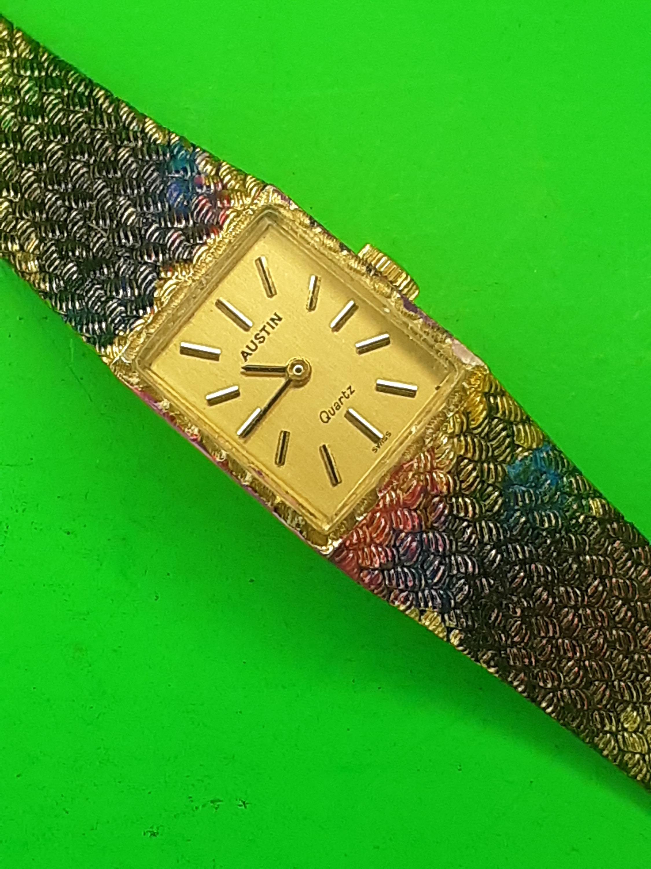 Austin Vintage 17 Jewel Hand-Wound Watch – Textured Bracelet – Running, Cleaned Unusual and Hard-to-Find 17 Jewels Swiss Watch with a  main image 3