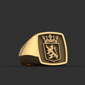 Family Crest Signet Ring, Graduation Gift, Coat of Arms Ring, Gold Family Crest Signet Ring, Christmas Gift, Gift for Her