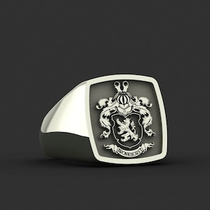 Family Crest Signet Ring, Graduation Gift, Coat of Arms Ring, Gold Family Crest Signet Ring, Christmas Gift, Gift for Her