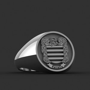 10K Gold, 14K Gold, 18K Gold, Family Crest Coat of Arms Custom Ring for Personalized Rings, Custom Ring with Personalized Gold and Silver