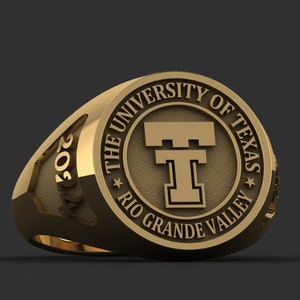 Personalized College Jewelry, Graduation Ring Gift, Personalized Class Ring for Man, University Gift, High School Ring, Gold Ring