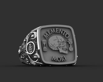Memento Mori , Daily Stoic Ring, Personalized Jewelry , Christmas Gift, Graduation Gift, Memento Mori Ring , Silver Memento Mori Ring