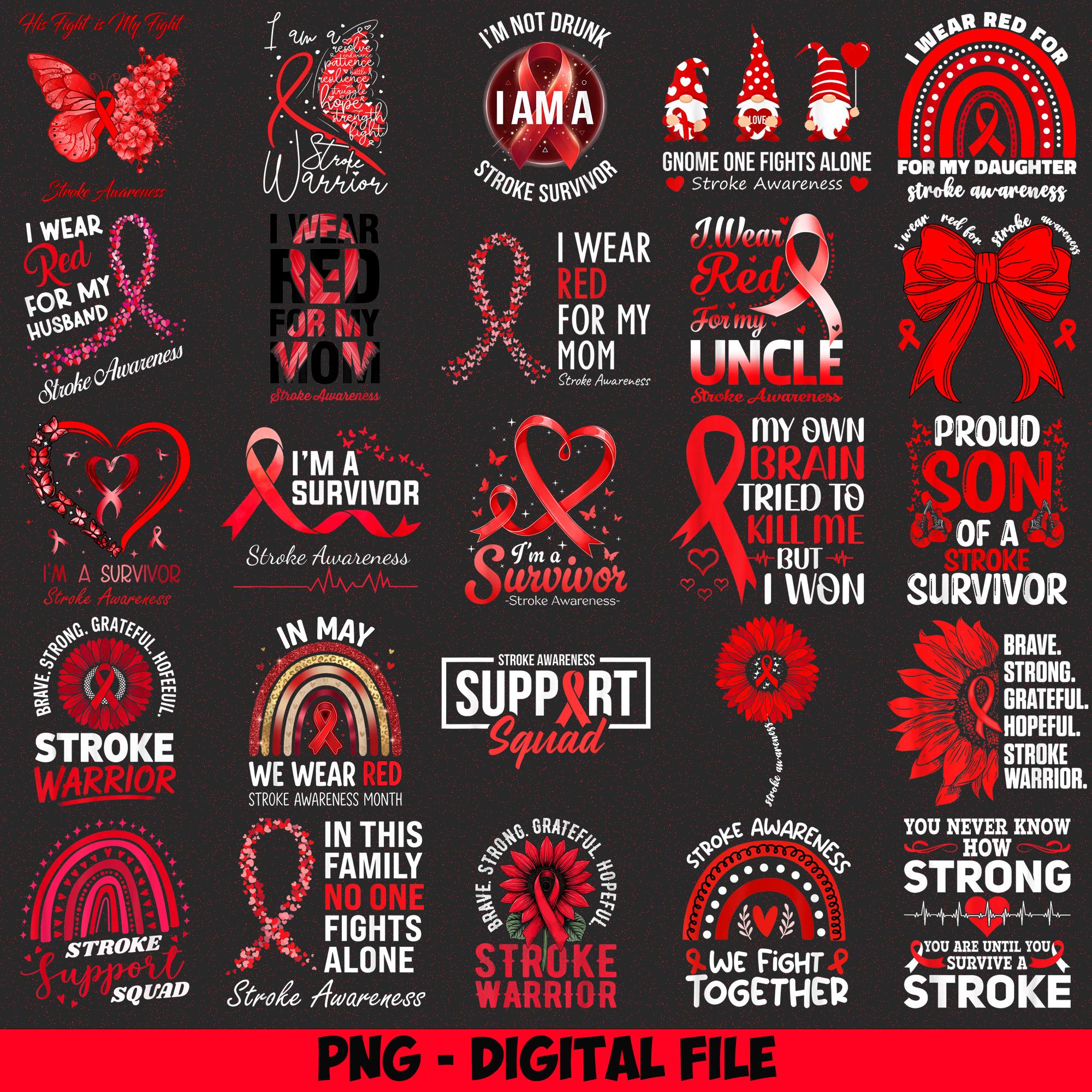 Stroke Awareness Png Bundle, Stroke Ribbon Png, Red Ribbon Png, Stroke ...