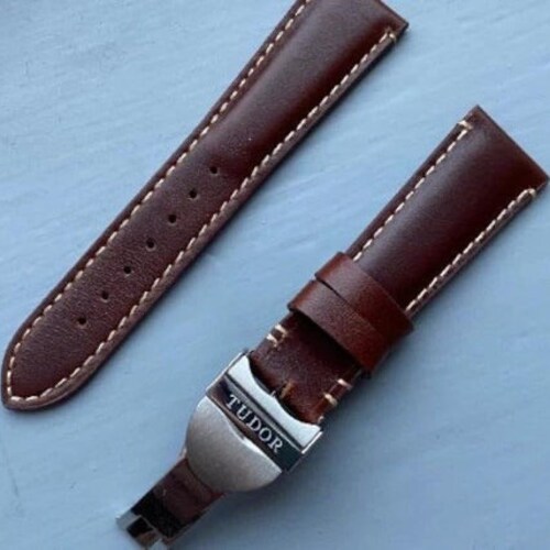 Tudor New 22mm Leather Deployment Watch Strap With Tudor clasp solid