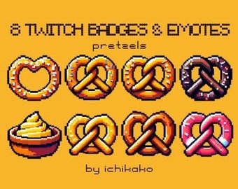 Pretzel Pixel Art Twitch/Discord Emotes e Emblemas (Download Digital)