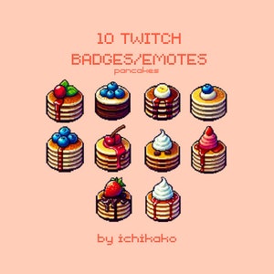 Pancake Pixel Twitch-märken och emotes: Färdiga streamingresurser (digital nedladdning)