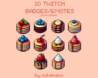 Distintivi e emoticon Pancake Pixel Twitch: risorse di streaming predefinite (download digitale)