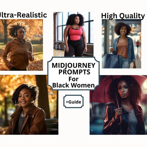 60+ Ultra Realistic Midjourney Black Women Prompts, Midjourney Guide, African American Women, Realistic Prompt, Stock Photo Prompts,