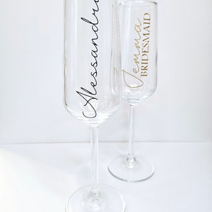 Bridal party vinyl name Decal, Name stickers for prosecco glasses