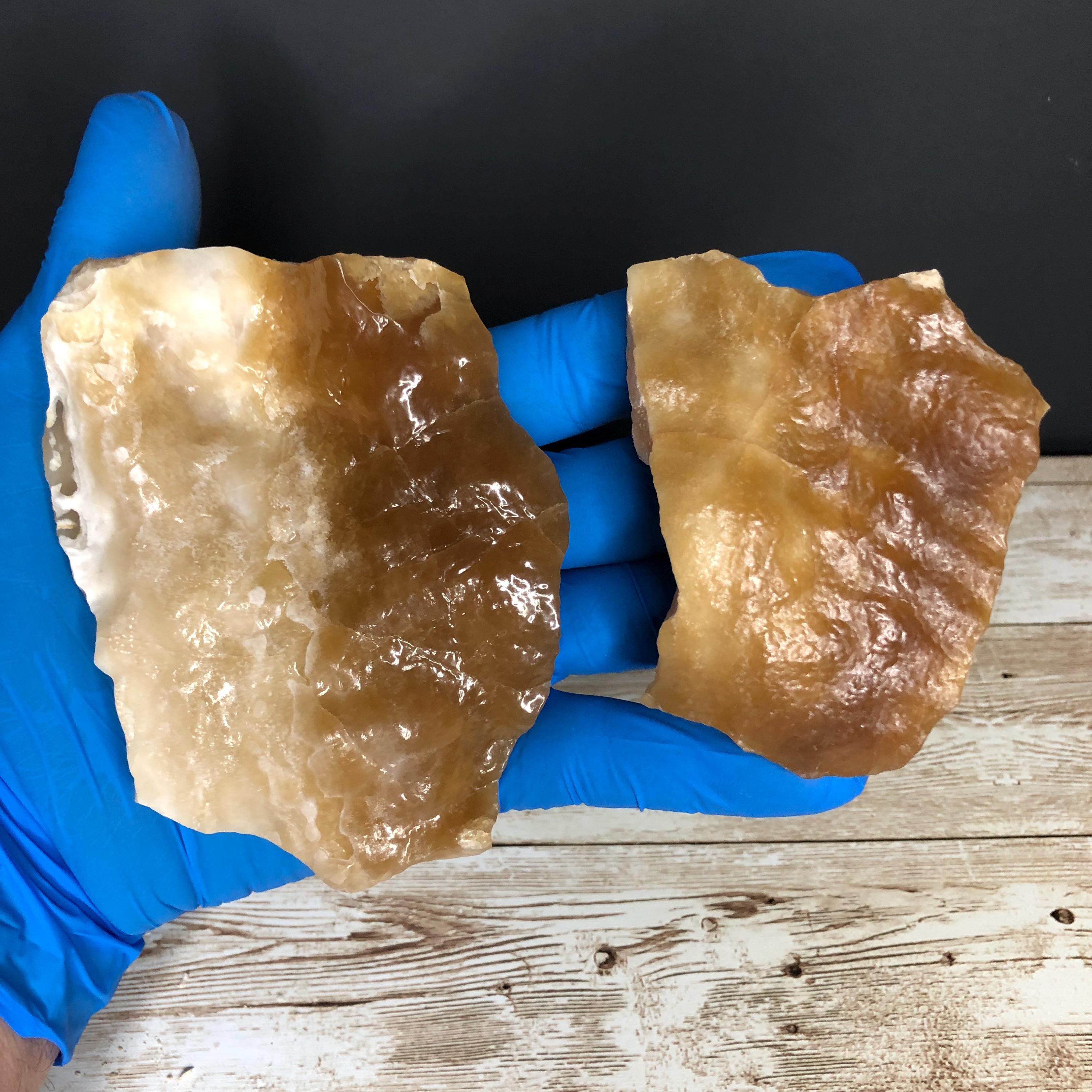 2pcs  357g Unique Colorado Calcite Crystal Slab Natural Mineral Acid Washed UV WQ-3