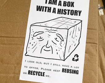 Printable Recycle Packaging Label  for Reused Box Sticker. Funny Grandpa Recycle Sticker. Environmental Green Shipping Label. Downloadable