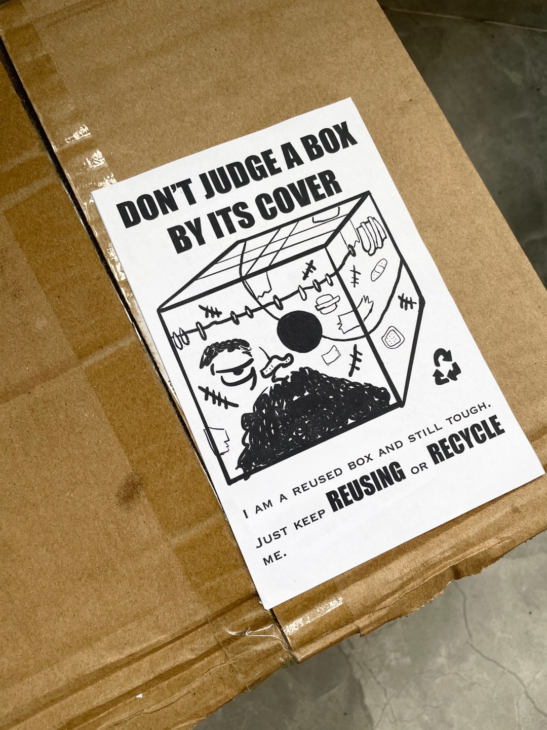 Printable Recycle Packaging Label for Reused Box Sticker. Funny Ganster ...