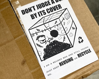 Printable Recycle Packaging Label  for Reused Box Sticker. Funny Ganster Recycle Sticker. Environmental Eco Friendly Shipping Label. Downloa
