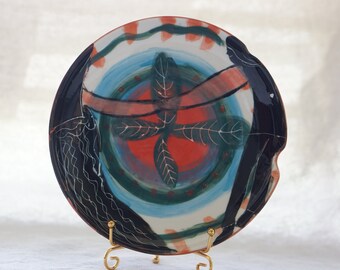 Unique Handmade Pottery Plate with Hand-Painted  Illustration. Love Romantic Valentines Engagement Wedding Gift Bohemian.  Dear Mud -Lovers