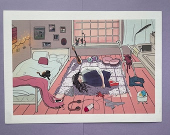 A4 Print Safe Space. It's Okay to Not Feel Okay.  Tear Ocean Room Illustration