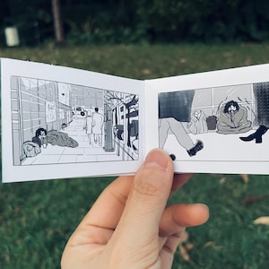 A7 Handmade Mini Concertina Comic Zine Artist Book.  The Beginning.  Comic Illustration Pocket Art Zine Original