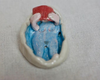 Handmade Ceramic Sculpture Art Small Container. Dear Mud -  Bath Time