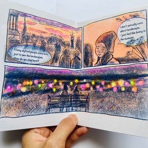 Riso Art Zine. Sightfeeling - Folded Comic Zine. Risograph Printed. Riso Print Artist book