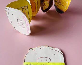 The Magic Piggie Bank Comic Zine.  Indie Bande Désignée Unique Piggy Bank Artist Book 10-page One Sheet of paper. What does Rich Mean?
