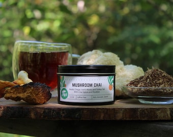 Chai de hongos: reishi, chaga, melena de león, cola de pavo con especias chai