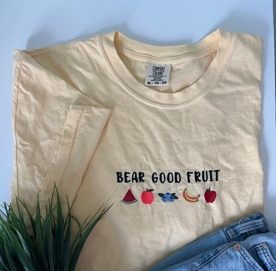 Bear Good Fruit Embroidered Christian T-shirt - Etsy