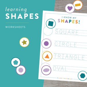 Interaktive Form Lernressource - Verfolgen und entsprechen Sie Formen zu Hause - Digitaler Download - Druckbare Form Erkennungs Aktivität für Kinder