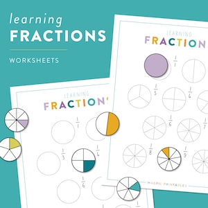 Colorful Fractions Activities and Worksheet – Digital Download - Homeschool Resource - Learning Fractions - Find the Fraction Game