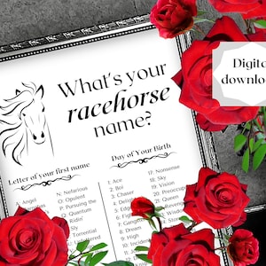 What&#39;s Your Racehorse Name? Kentucky Derby Party Game Digital Download - Print and Go!