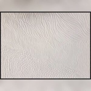 Immagine strutturata, tela, arte, pittura, unica, dipinta a mano, struttura, moderno, onde, paesaggi, rilievo, bianco, minimalista