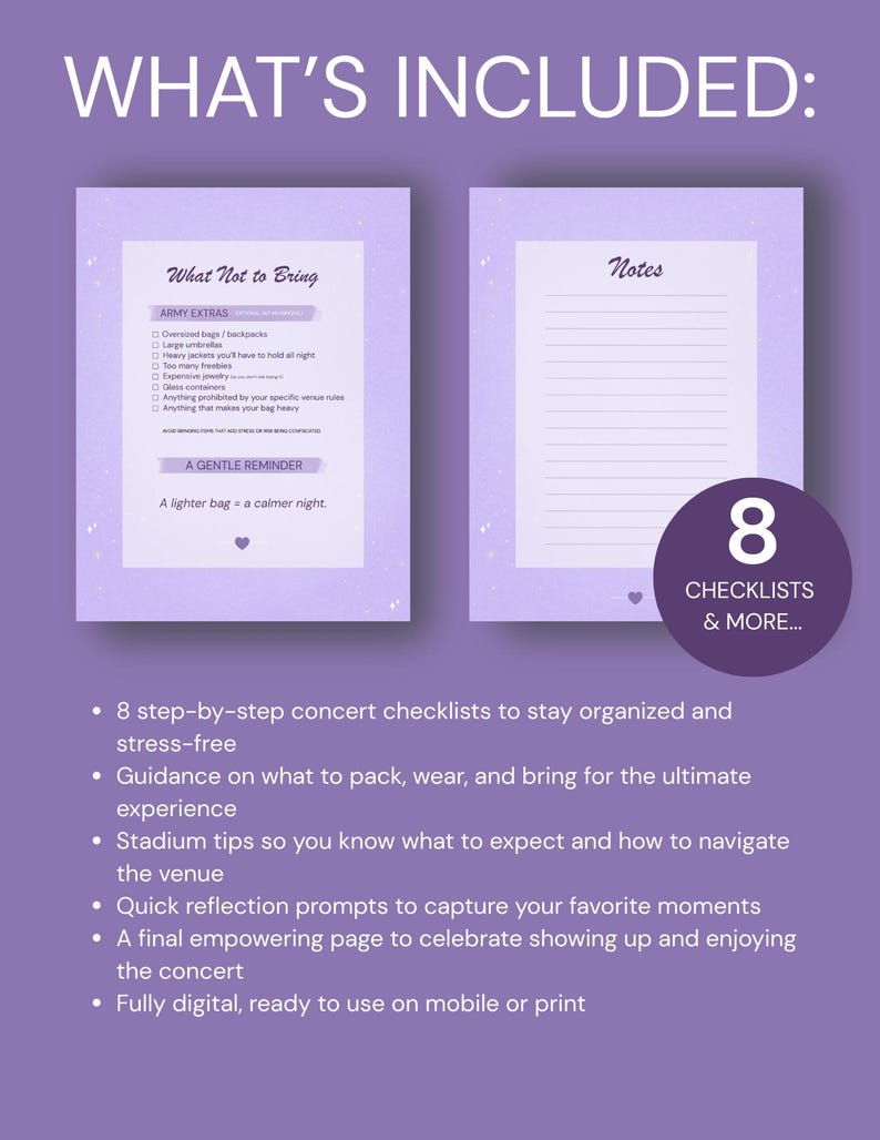 BTS Concert Checklist Printable • Stadium Packing Guide for ARMY ...