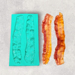 Bacon Slices 2-Cavity Silicone Mold for Wax Melt Making, Candle Embeds, Soap Making