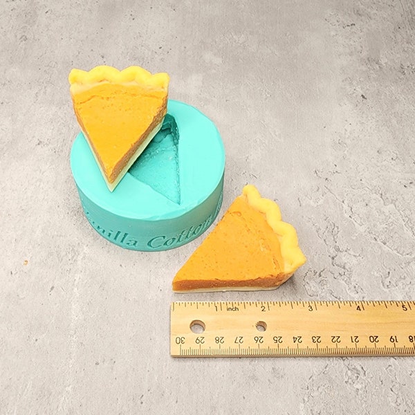 Mini Pumpkin Pie Slice 1-Cavity Silicone Mold for Wax Melt Making, Candle Embeds, Soap Making