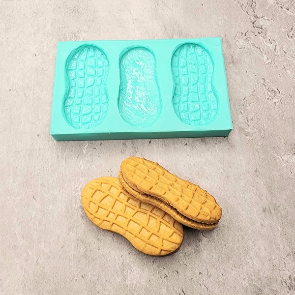 Peanut Butter Sandwich Cookie 3-Cavity Silicone Mold for Wax Melt Making, Candle Embeds, Soap Making